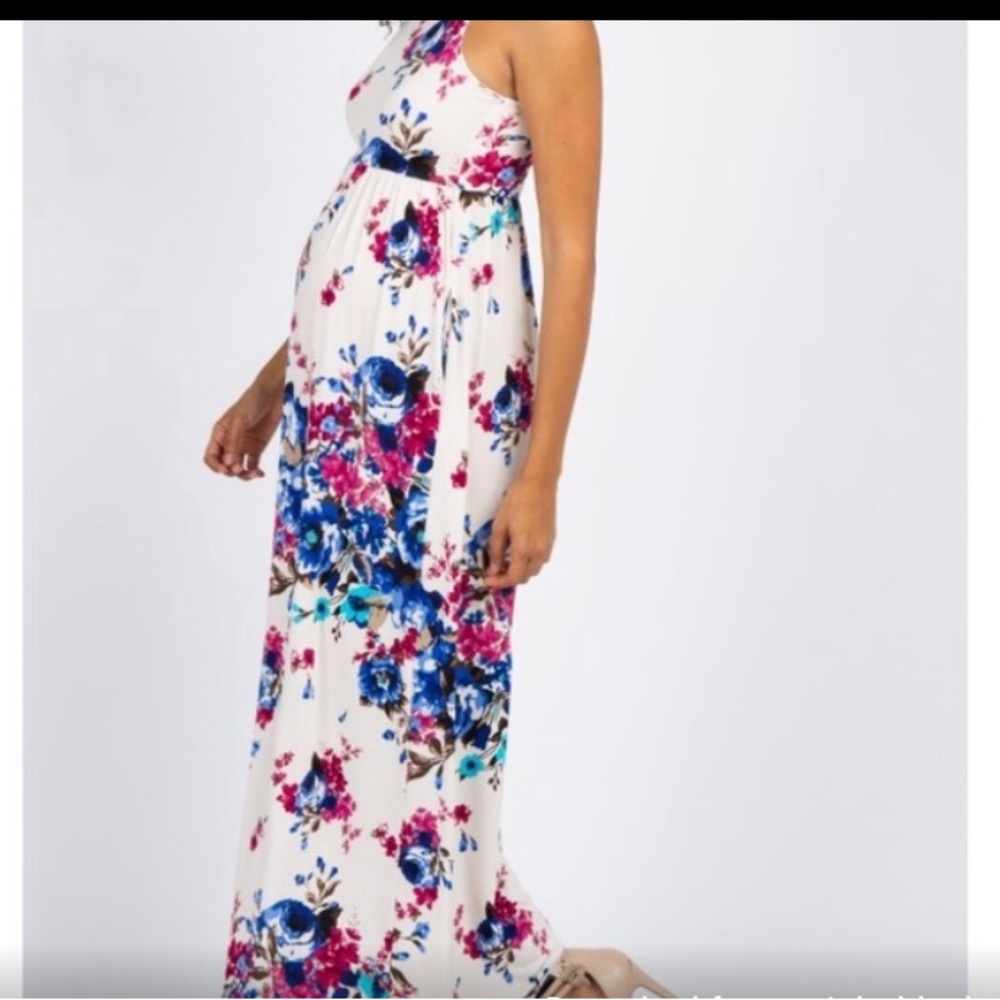 Floral Sleeveless Maternity Maxi Dress